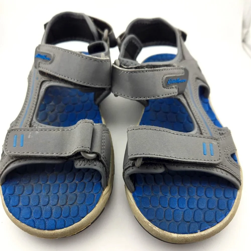 Eddie Bauer Rocky Sport Sandals Boys Size 2 Gray Blue Hook & Loop